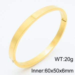 Japanese and Korean Style 6mm Electroplated Gold Smooth Plain  Stainless Steel Clasp Bracelet - KB179575-TSC