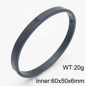 Japanese and Korean style 6mm electroplated black glossy plain ring stainless steel buckle bracelet - KB179577-TSC