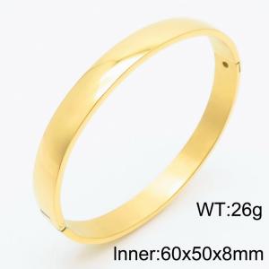 Neutral Wind 8mm oval plated gold smooth stainless steel buckle bracelet - KB179579-TSC