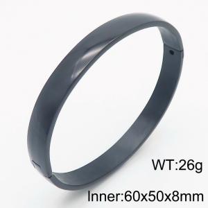 Neutral Wind 8mm oval plated black smooth stainless steel buckle bracelet - KB179580-TSC