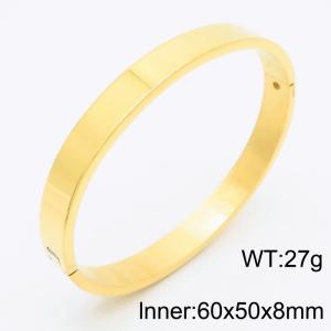 Neutral Wind 8mm Electroplated Gold Smooth Plain Ring Stainless Steel Clasp Bracelet - KB179581-TSC