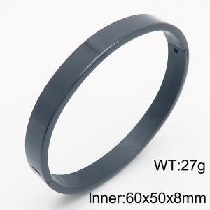 Neutral Wind 8mm oval plated black smooth stainless steel buckle bracelet - KB179583-TSC