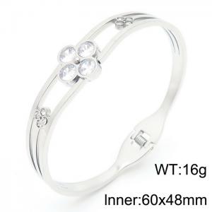 Japanese and Korean style steel colored stainless steel diamond bracelet - KB179783-SP