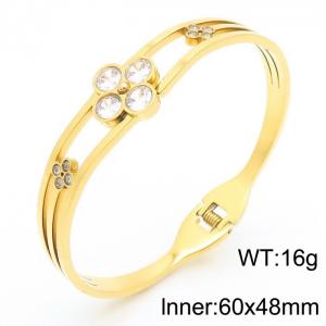 Japanese and Korean style vacuum electroplated gold stainless steel diamond bracelet - KB179785-SP