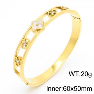 Japanese hollowed out flower gold stainless steel bracelet - KB179787-SP