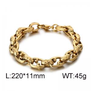 220x11mm Men's Fashion Wave Pattern Cuban Bracelet Stainless Steel Gold Color Bracelet Fashion Jewelry Jewelry - KB179889-KJX