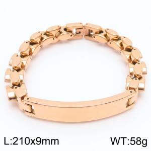 Arc carved 9mm rose gold titanium steel men's bracelet - KB179922-JR
