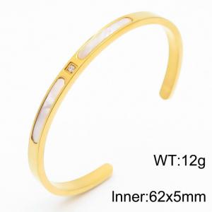 Stainless Steel Open Bangle With Sone Gold Color - KB179950-YA