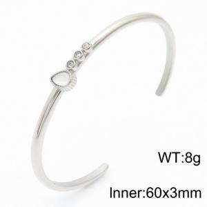 Stainless Steel Open Twist Bangle With Shell And Sone Silver Color - KB179955-YA