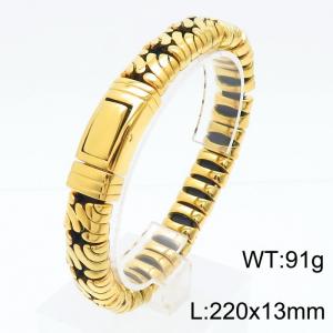 Japanese and Korean style vacuum electroplated gold geometric stainless steel men's bracelet - KB180069-KJX