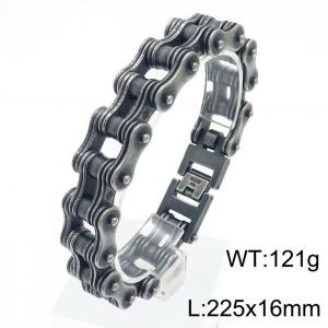 Punk style retro black 16 * 225mm bicycle chain stainless steel bracelet - KB180109-KFC