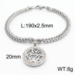 Wholesale Charm Double Bracelets Stainless Steel Round Pendant Jewelry With Crystal Bracelet - KB180199-Z
