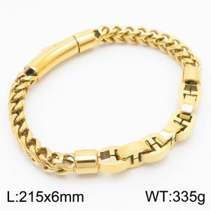 215mm gold buckle splicing chain integrated buckle stainless steel bracelet - KB180289-KFC