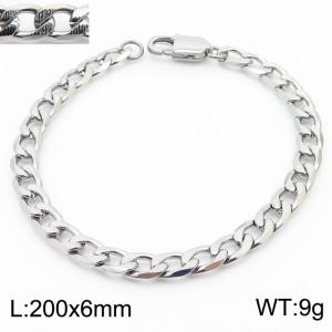 200 * 6 Cuban chain embossed chain Japanese buckle steel color stainless steel bracelet - KB180371-Z