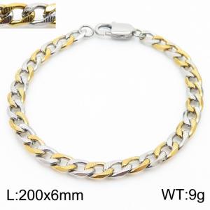 200 * 6 Cuban chain embossed chain Japanese buckle gold stainless steel bracelet - KB180372-Z