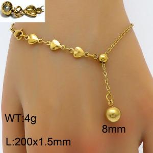 Heart Chain Spliced Ball Pendant with Adjustable Gold Stainless Steel Bracelet - KB180419-Z