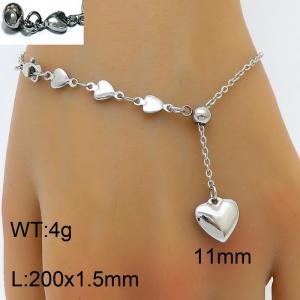 Splicing Heart Chain 3D Love Pendant Adjustable Steel Stainless Steel Bracelet - KB180422-Z
