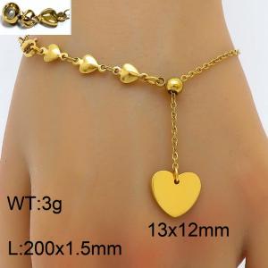 Splicing Heart Chain Heart shaped Pendant with Adjustable Gold Stainless Steel Bracelet - KB180425-Z
