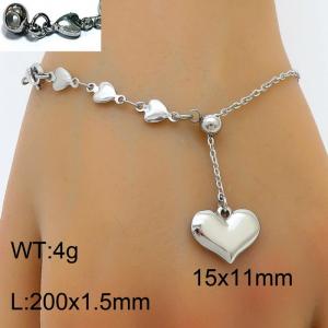 Fashionable and minimalist heart-shaped steel color titanium steel bracelet - KB180432-Z