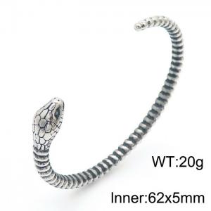 European and American fashion stainless steel creative snake shaped opening adjustable temperament silver bracelet - KB180719-KJX