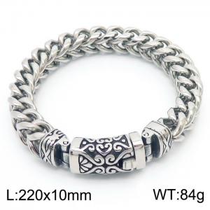 European and American fashion stainless steel keel chain with special pattern buckle for men's temperament silver bracelet - KB180725-KJX