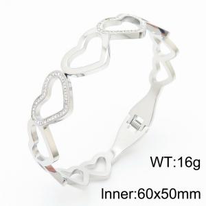 Heart-shaped Bracelet Women Geometric Band Cubic Zirconia Charms Bracelet Silver Color - KB180756-KL
