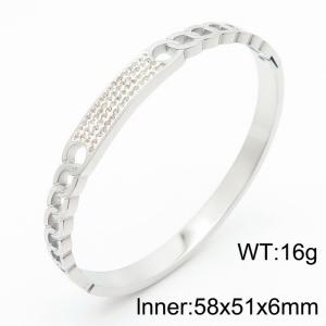 6mm Classic Bangle Women Geometric With Cubic Zirconia Charms Bracelet Silver Color - KB180758-KL