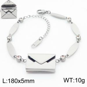 European and American fashion stainless steel 180 × 5mm Special Splice Chain Hanging Openable Envelope Pendant Charm Silver  Bracelet - KB180777-SP