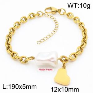 Golden Sweet Creative Titanium Steel Peach Heart Bracelet - KB180794-Z