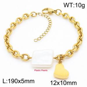 Golden Love, Sweet and Creative Titanium Steel Bracelet - KB180796-Z