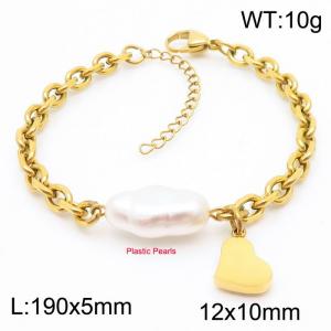 Sweet and fresh heart-shaped titanium steel golden bracelet - KB180798-Z