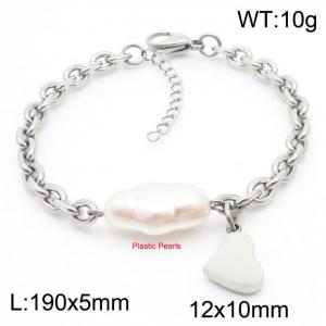 Sweet and fresh heart-shaped titanium steel color bracelet - KB180799-Z