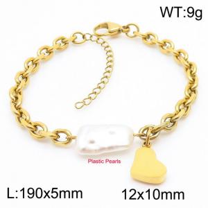 Sweet and Fresh Gold Titanium Steel Love Bracelet - KB180800-Z
