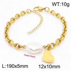 Sweet and Fresh Gold Titanium Steel Love O-shaped Chain Bracelet - KB180802-Z