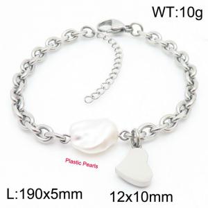 Sweet and Fresh Steel Color Titanium Steel Love O-shaped Chain Bracelet - KB180803-Z
