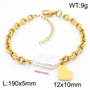 Fashionable and personalized heart-shaped gold O-shaped chain bracelet - KB180804-Z