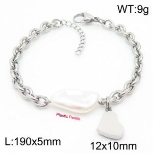 Fashionable and personalized heart-shaped steel O-shaped chain bracelet - KB180805-Z