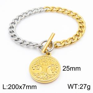 Personalized circular gold 25mm large tree OT buckle titanium steel bracelet - KB180816-Z