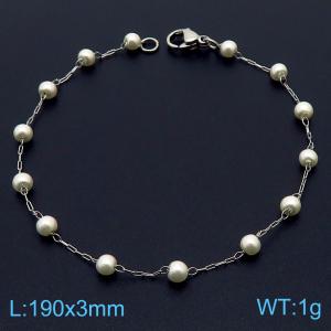 Simplified 3mm round bead titanium steel bracelet - KB180818-Z