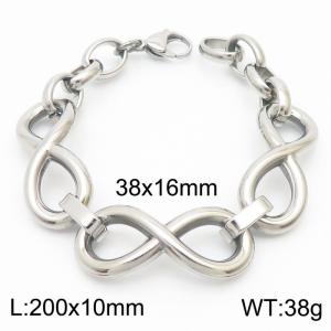 Trendy titanium steel infinite 8-shaped steel color bracelet - KB181191-Z