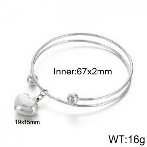 Fashionable and minimalist heart-shaped open bracelet with hollow pendant - KB181230-Z