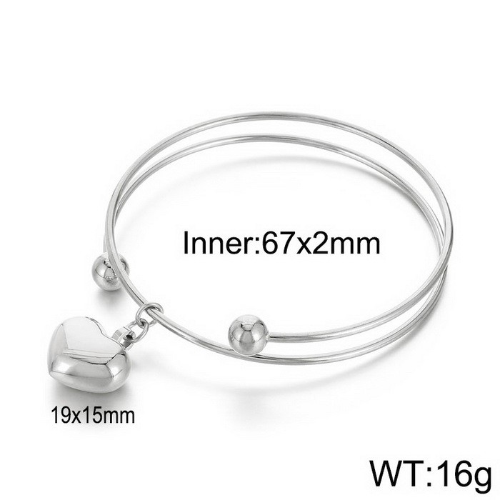 Fashionable and minimalist heart-shaped open bracelet with hollow pendant
