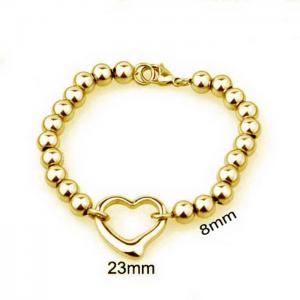 Stainless steel 8mm steel ball heart-shaped bracelet - KB181235-Z