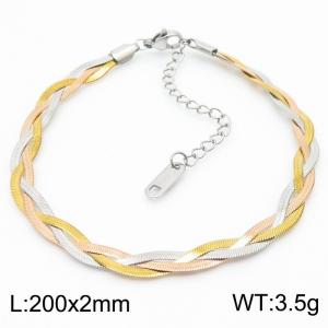 200x2mm Stainless Steel Braided Herringbone Necklace for Women - KB181323-Z