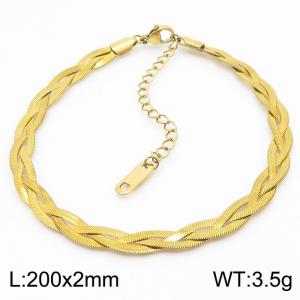 200x2mm Stainless Steel Braided Herringbone Necklace for Women Gold - KB181325-Z