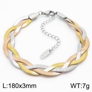 180x3mm Stainless Steel Braided Herringbone Necklace for Women - KB181353-Z