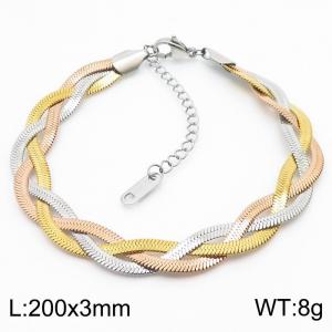 200x3mm Stainless Steel Braided Herringbone Necklace for Women - KB181356-Z