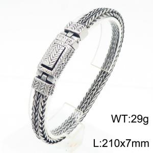 210mm Men Vintage Stainless Steel Herringbone Chain Bracelet - KB181377-KJX