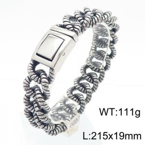 215mm Men Stainless Steel Rope Surface Cuban Chain Bracelet - KB181385-KJX