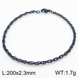 Fashion Jewelry 200x2.3mm Link Bracelet Black Plated Chain Necklace Rope Chain Bracelets for Women - KB181398-Z